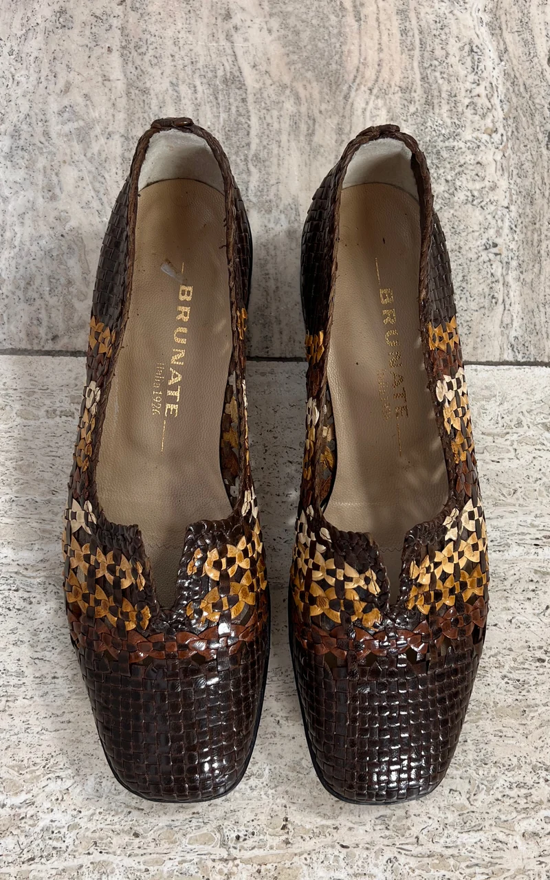 Vintage Brunate since 1926 Woven Leather Loafers 40