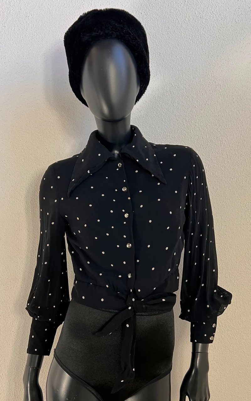 Vintage 40s Polka Dot Silk Blouse