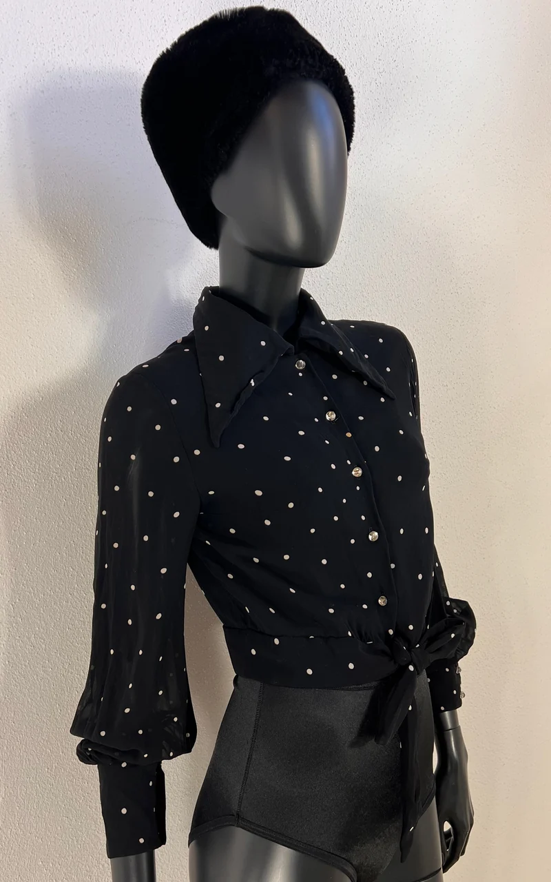 Vintage 40s Polka Dot Silk Blouse