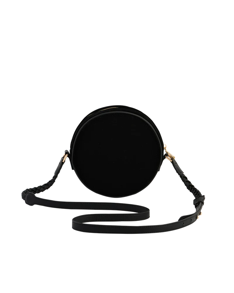 Black Embroidered Circle Bag