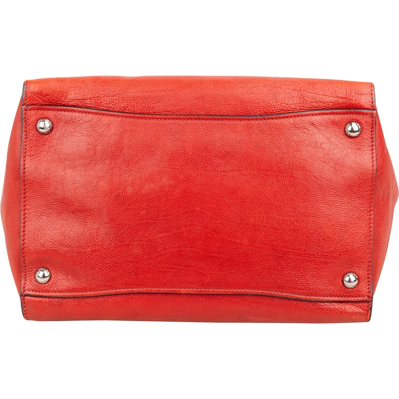 Prada Glaced Grained Leather Double Zip Tote Shopper Handbag