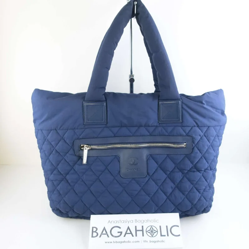 Chanel Blue Khaki Nylon Reversible Cocoon Tote Bag