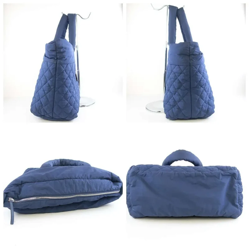 Chanel Blue Khaki Nylon Reversible Cocoon Tote Bag
