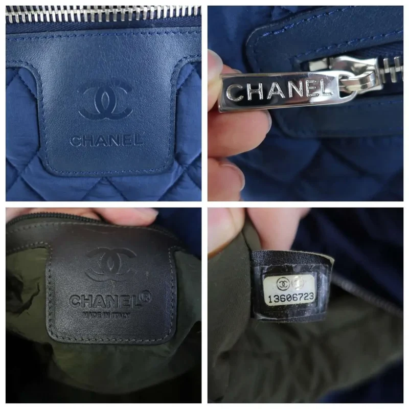 Chanel Blue Khaki Nylon Reversible Cocoon Tote Bag
