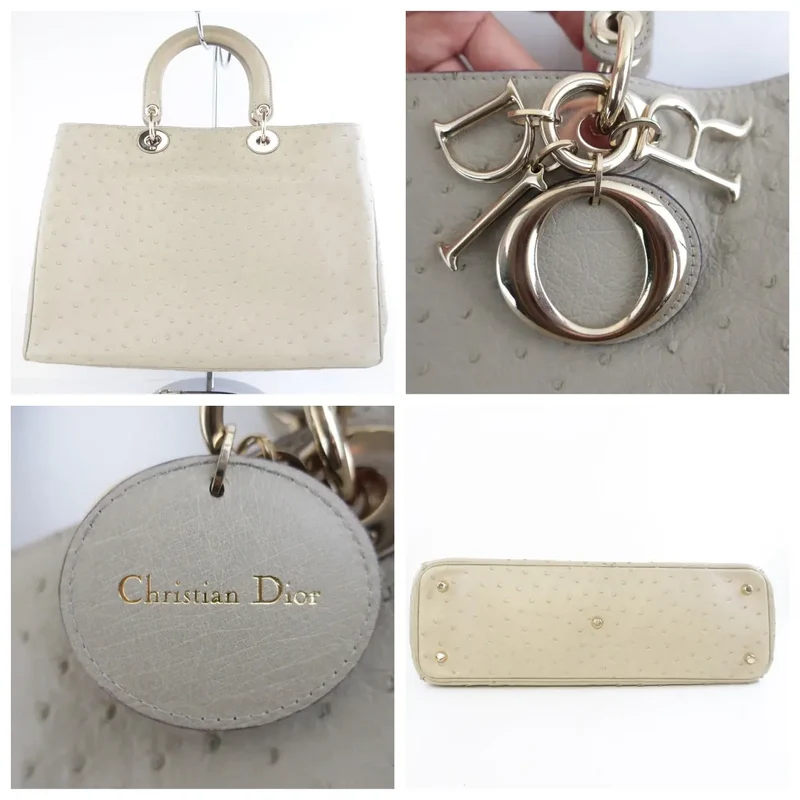 Dior Large Beige Ostrich Diorissimo Tote Bag