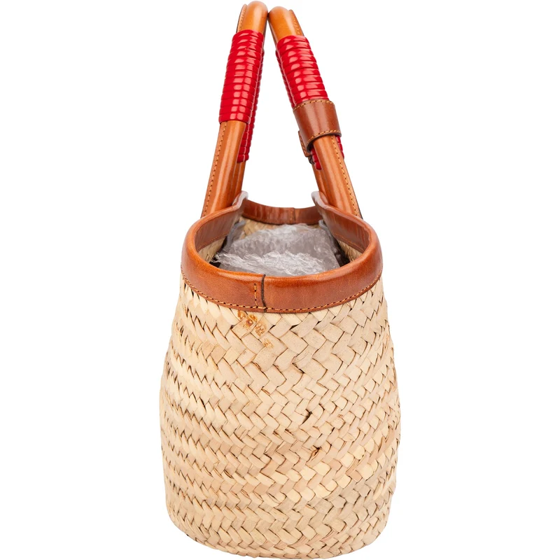 Balenciaga Raffia Leather Panier Basket Handbag