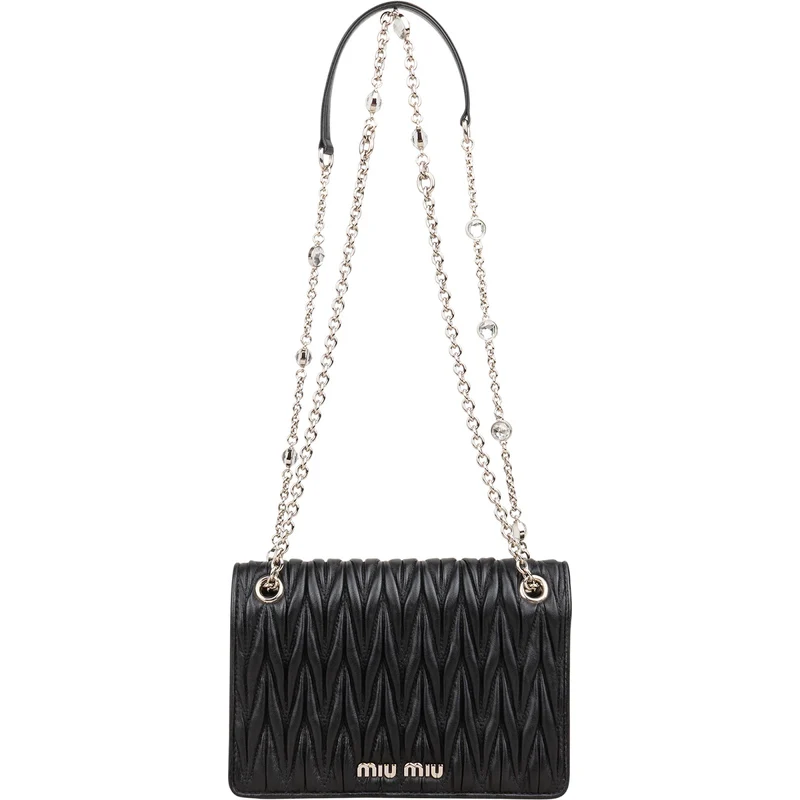 Miu Miu Matelassé Nappa Leather Crystal Small Flap Crossbody Bag
