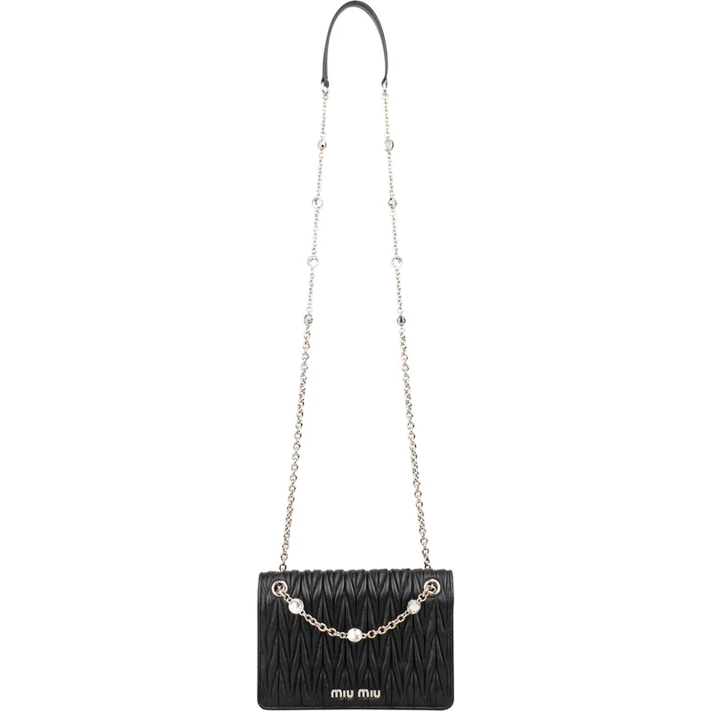 Miu Miu Matelassé Nappa Leather Crystal Small Flap Crossbody Bag