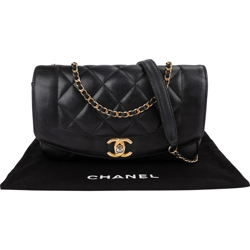 Chanel Quilted Lambskin Diana Single Flap Crossbody Bag