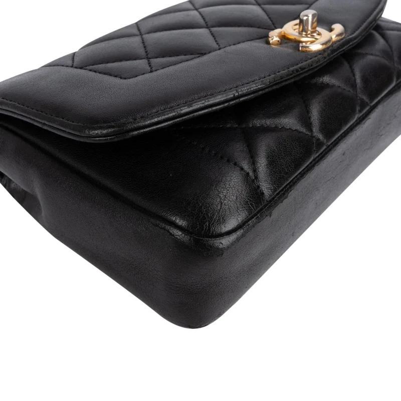 Chanel Quilted Lambskin Diana Single Flap Crossbody Bag
