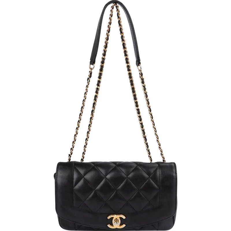 Chanel Quilted Lambskin Diana Single Flap Crossbody Bag