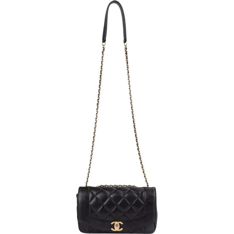 Chanel Quilted Lambskin Diana Single Flap Crossbody Bag