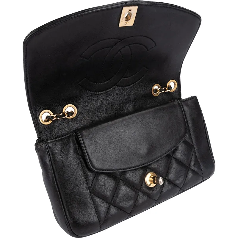 Chanel Quilted Lambskin Diana Single Flap Crossbody Bag