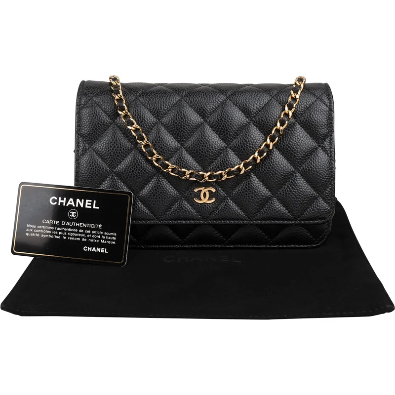 Chanel Quilted Caviar Leather Wallet On Chain Crossbody Bag