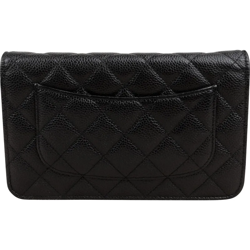 Chanel Quilted Caviar Leather Wallet On Chain Crossbody Bag