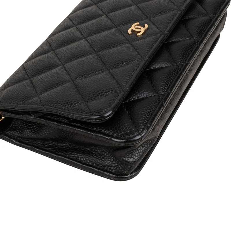 Chanel Quilted Caviar Leather Wallet On Chain Crossbody Bag