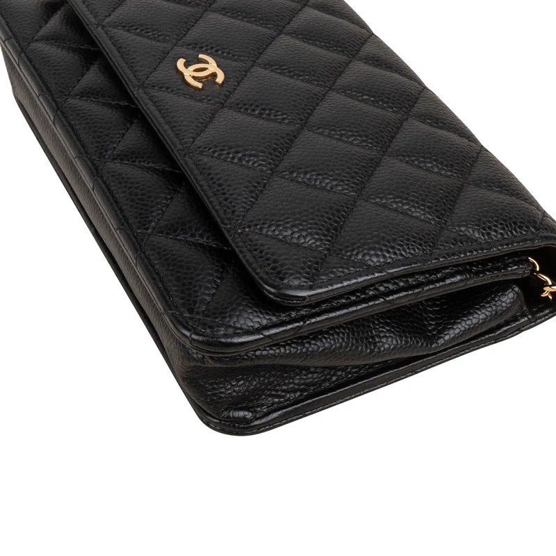 Chanel Quilted Caviar Leather Wallet On Chain Crossbody Bag