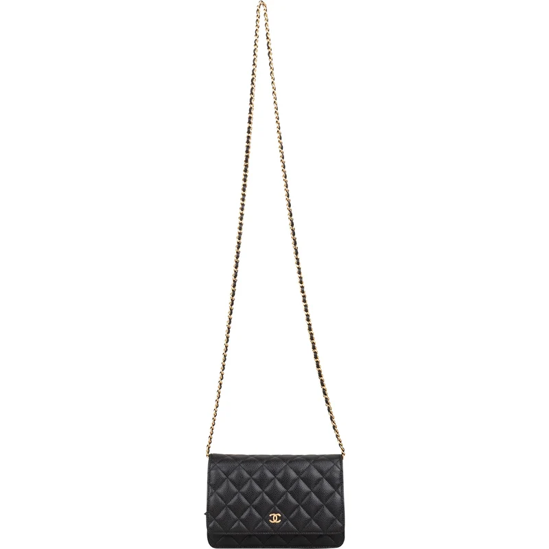 Chanel Quilted Caviar Leather Wallet On Chain Crossbody Bag