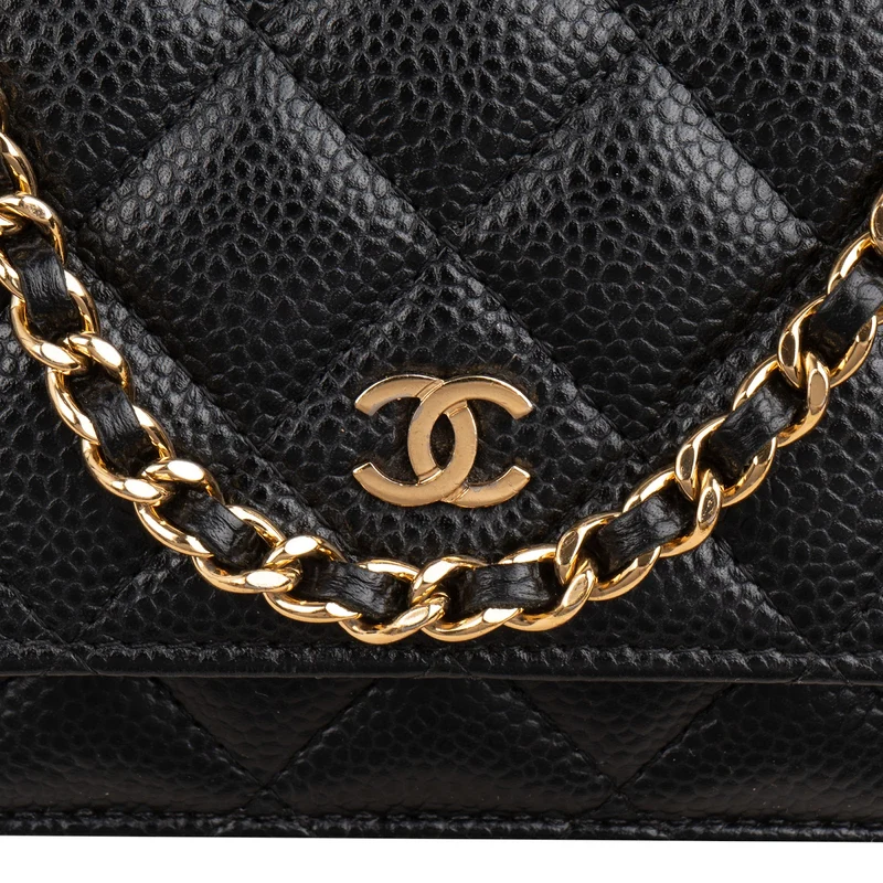Chanel Quilted Caviar Leather Wallet On Chain Crossbody Bag