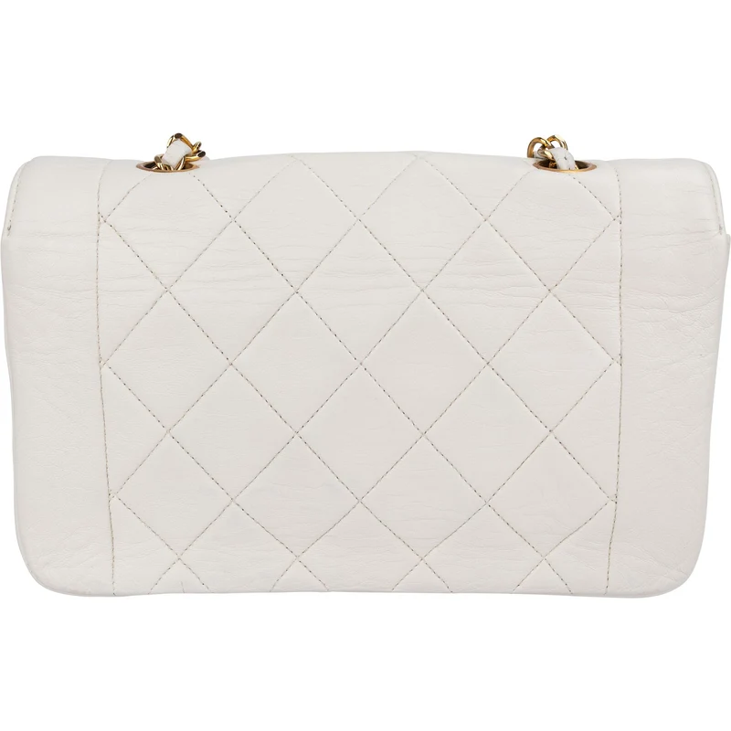 Chanel Quilted Lambskin 24K Gold Single Flap Diana Crossbody Bag