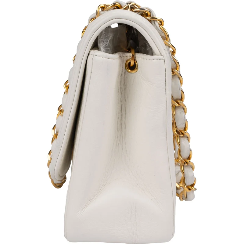 Chanel Quilted Lambskin 24K Gold Single Flap Diana Crossbody Bag