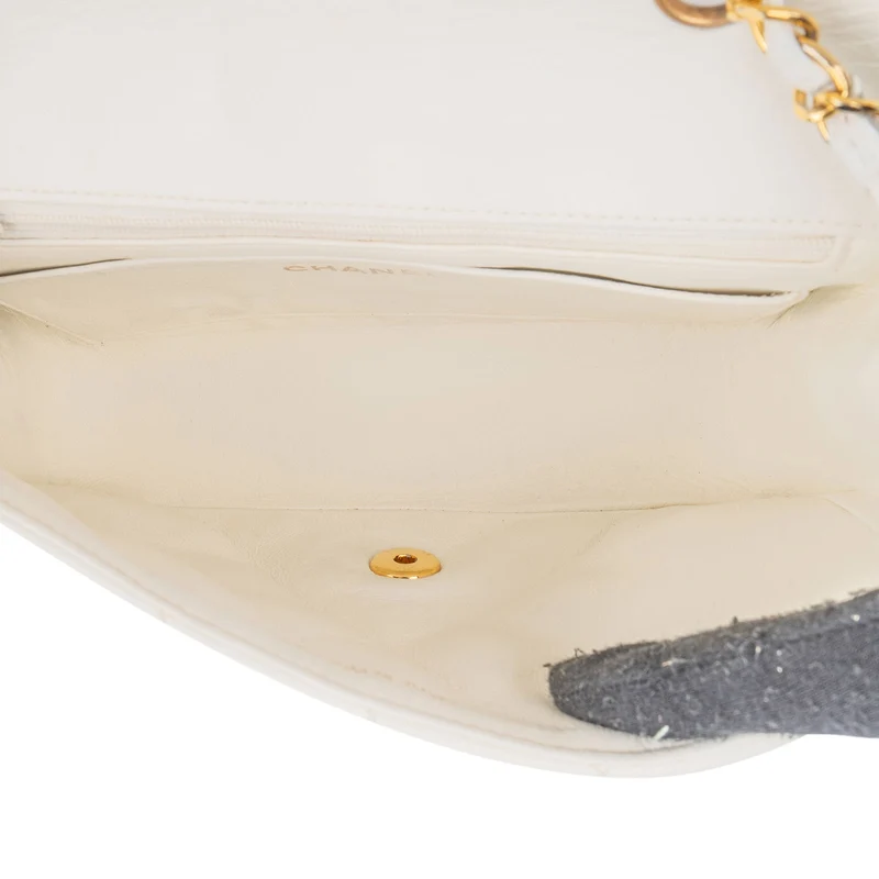 Chanel Quilted Lambskin 24K Gold Single Flap Diana Crossbody Bag