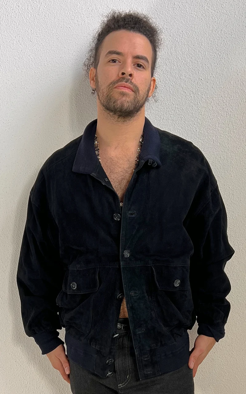 Vintage MENS Darkblue Suede Blouson Jacket