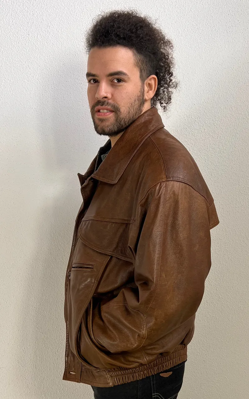 Vintage MENS Bomber Leather Jacket Giorgio Mobiani