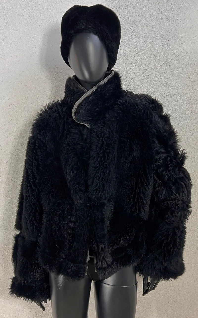 Vintage Cropped Curly Shearling Jacket