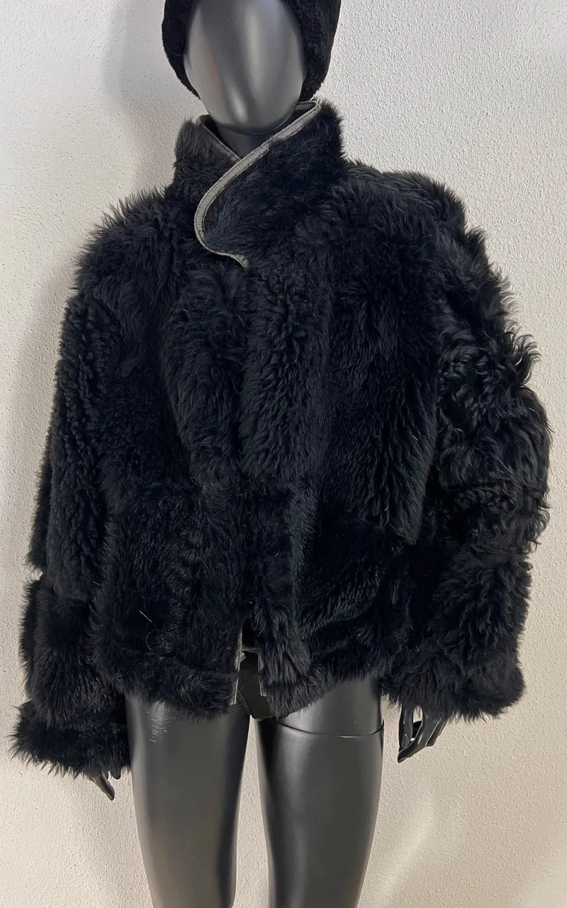 Vintage Cropped Curly Shearling Jacket