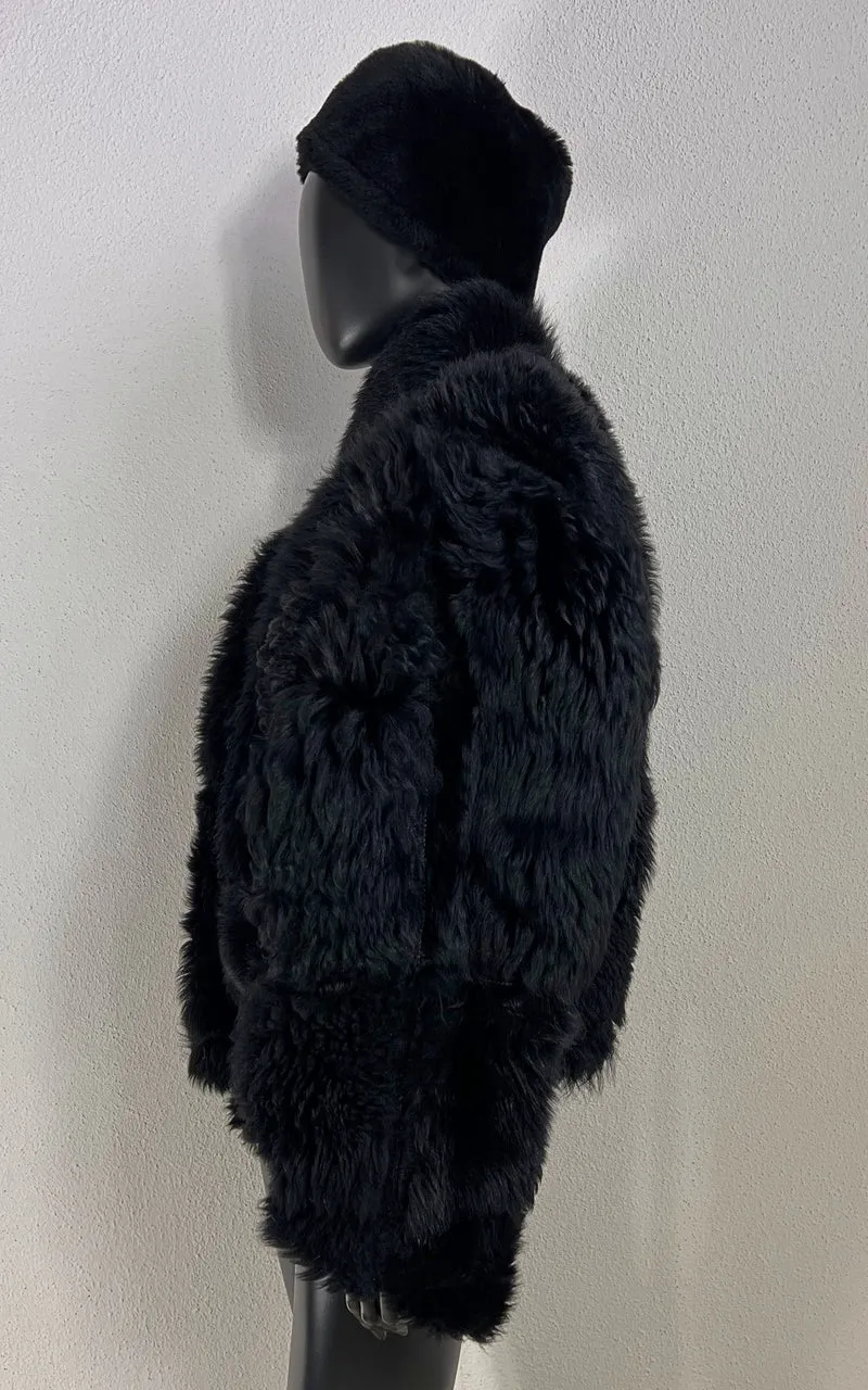 Vintage Cropped Curly Shearling Jacket