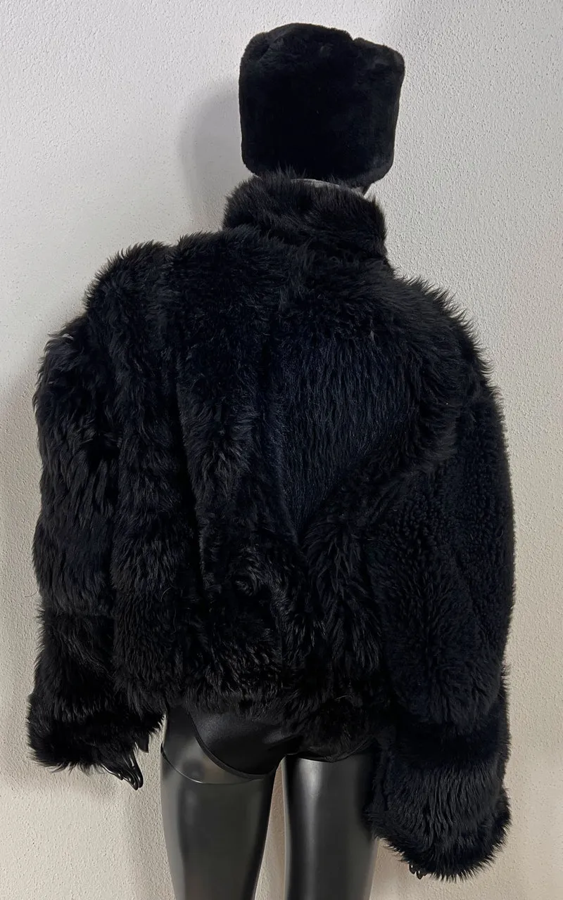 Vintage Cropped Curly Shearling Jacket