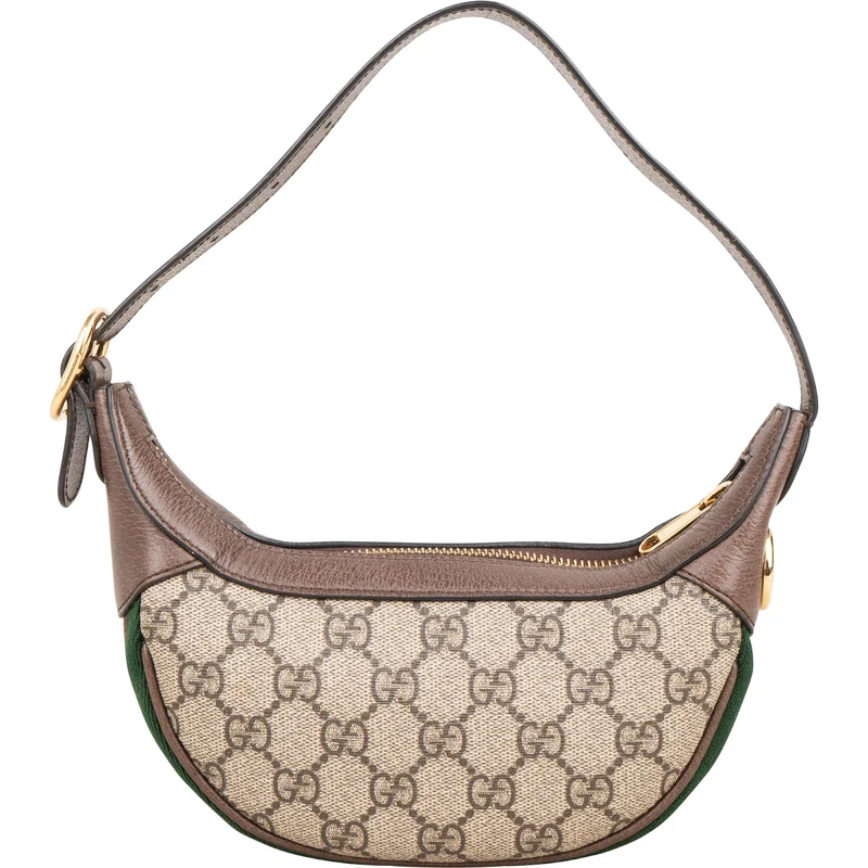 Gucci Monogram GG Supreme Ophidia Crescent Pochette Shoulder Bag