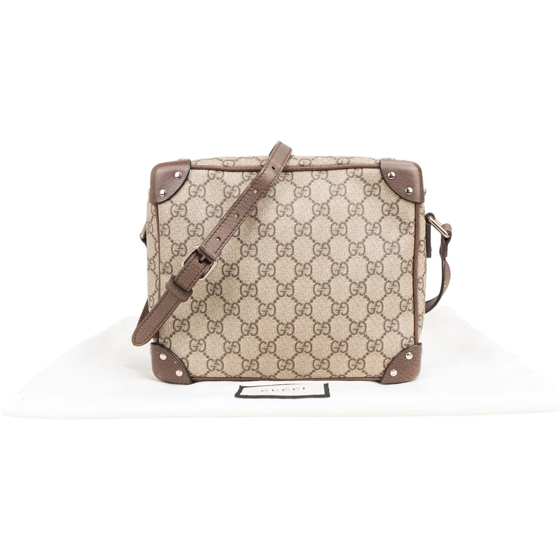 Gucci Monogram GG Supreme Canvas Studded Trunk Crossbody Bag