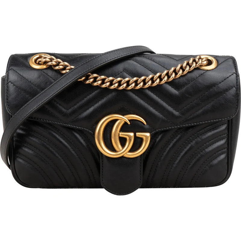 Gucci Black Matelassé Leather Marmont Crossbody Bag