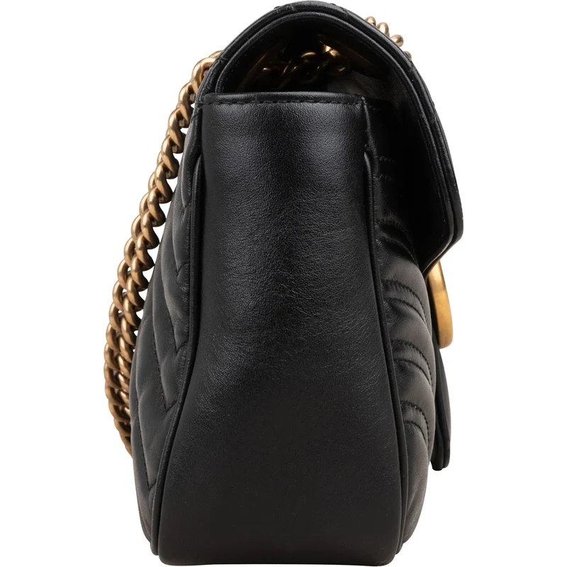 Gucci Black Matelassé Leather Marmont Crossbody Bag