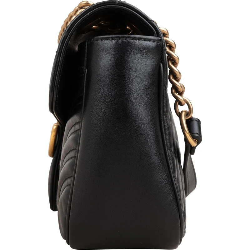 Gucci Black Matelassé Leather Marmont Crossbody Bag