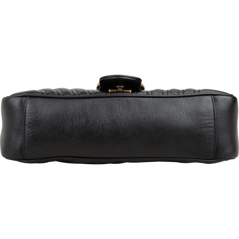 Gucci Black Matelassé Leather Marmont Crossbody Bag