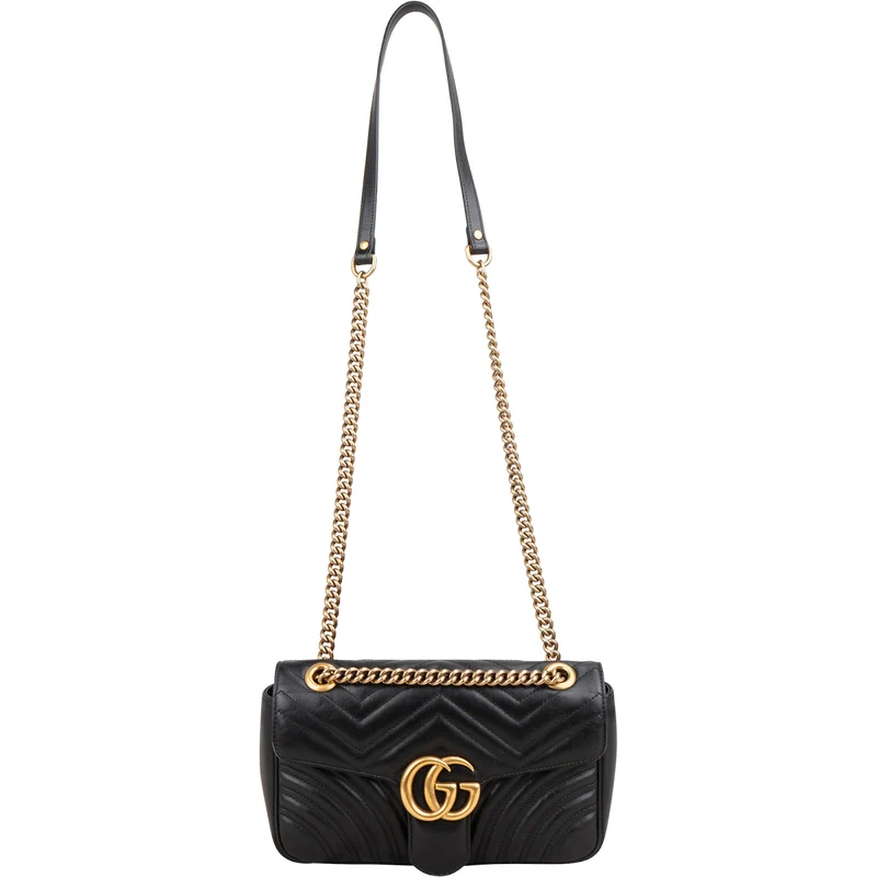 Gucci Black Matelassé Leather Marmont Crossbody Bag