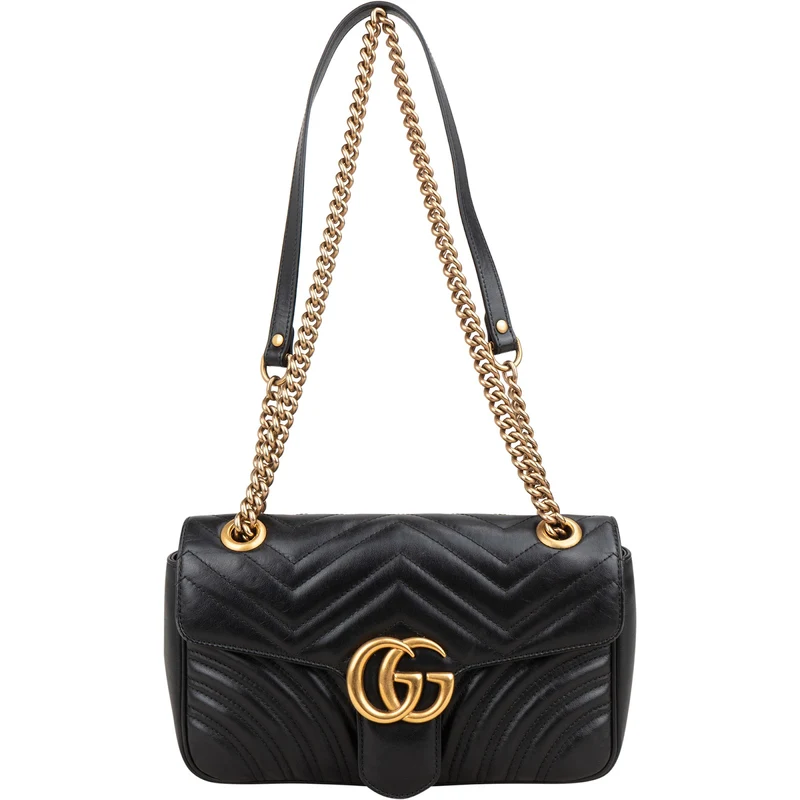 Gucci Black Matelassé Leather Marmont Crossbody Bag