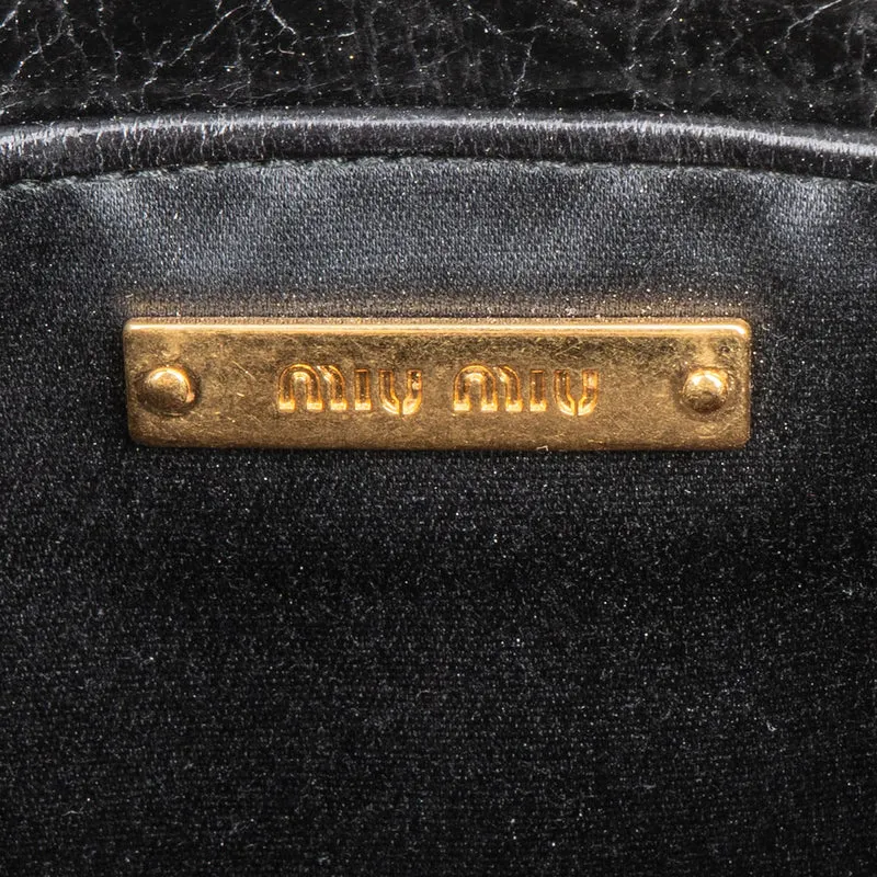Miu Miu Black Matelassé Vitello Lux Leather Wristlet Clutch