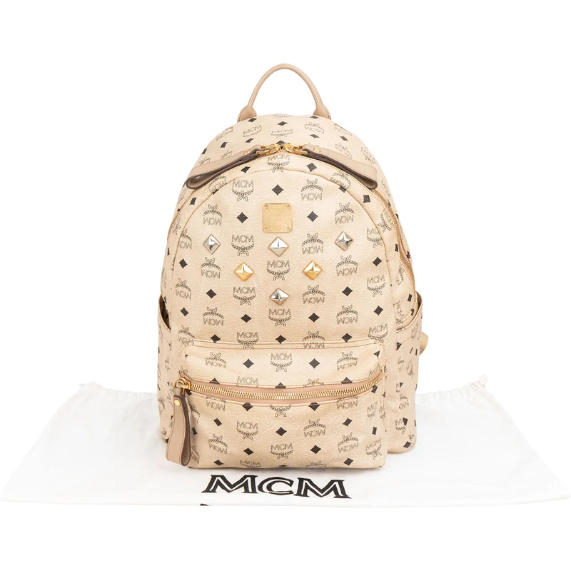 MCM Monogram Visetos Leather Stark Studded Backpack