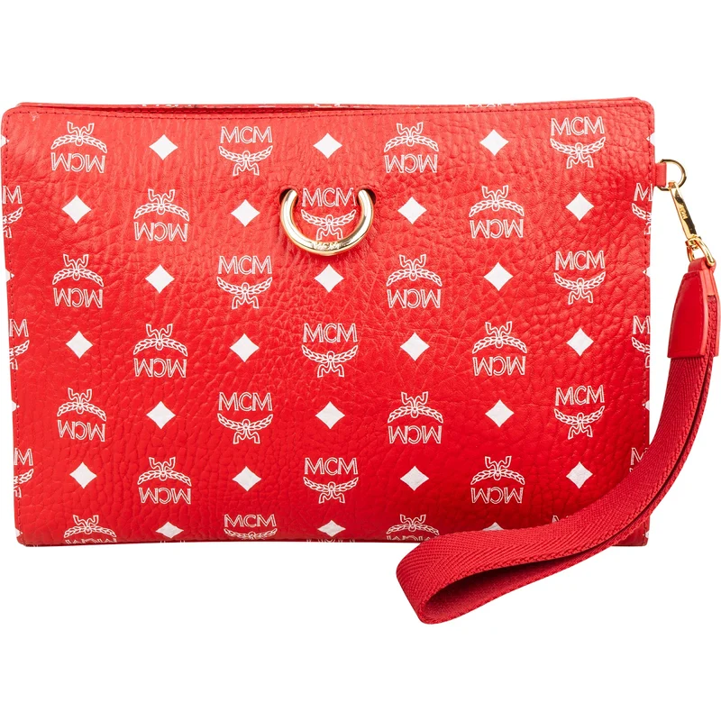 MCM Monogram Visetos Pebbled Leather OX Clutch