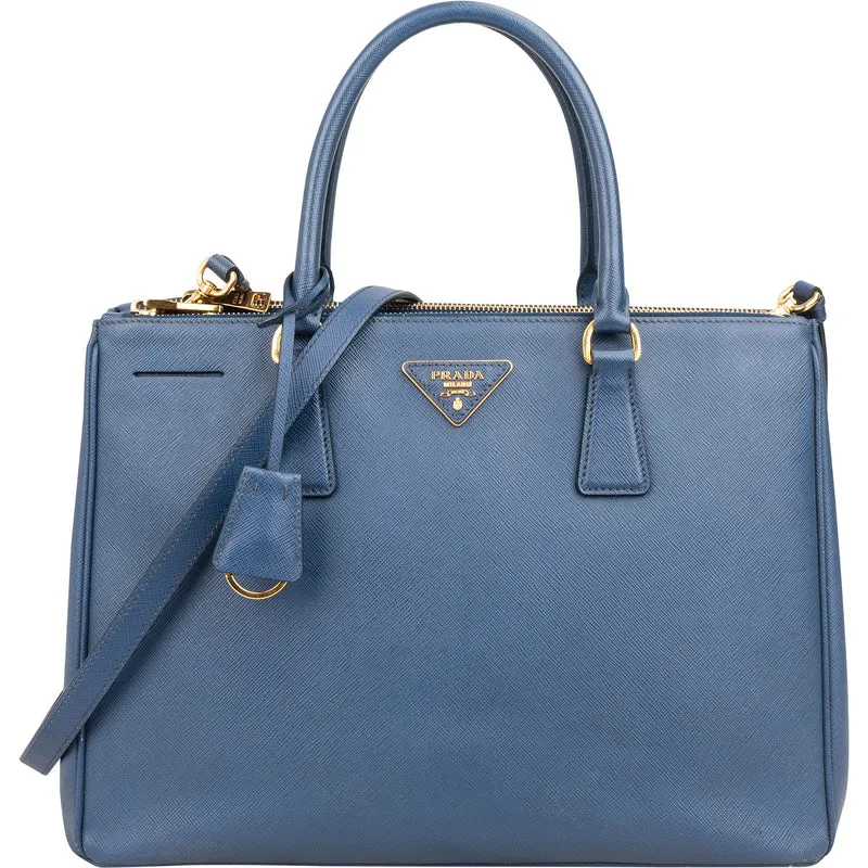 Prada Blue Saffiano Leather Large Galleria Handbag