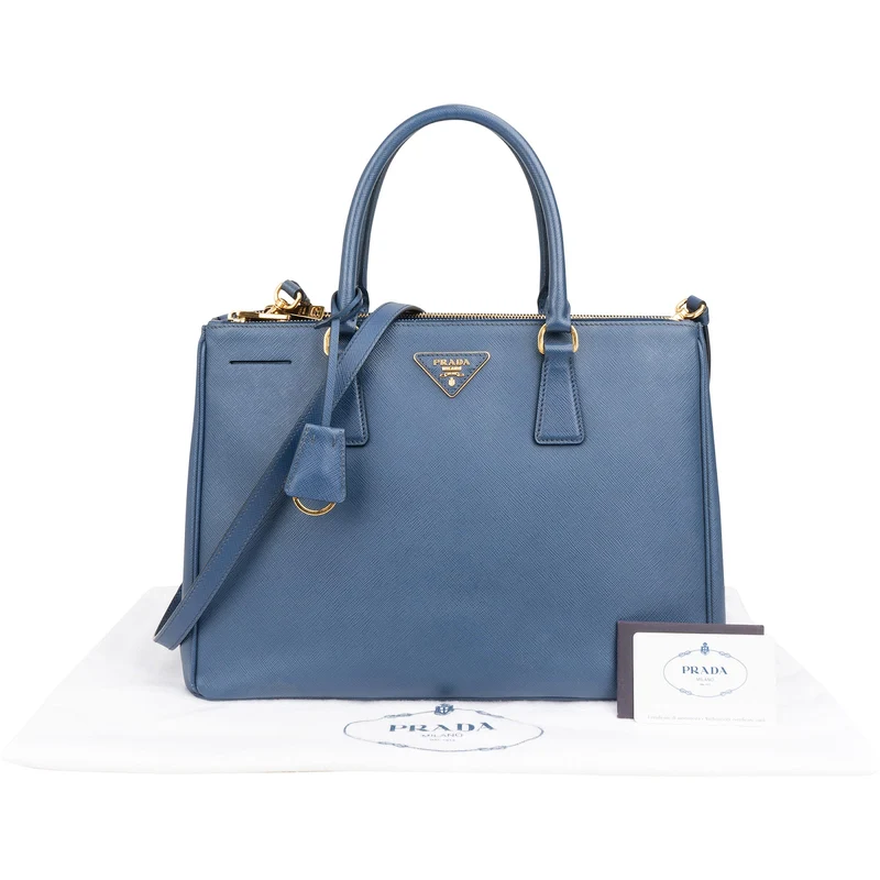 Prada Blue Saffiano Leather Large Galleria Handbag