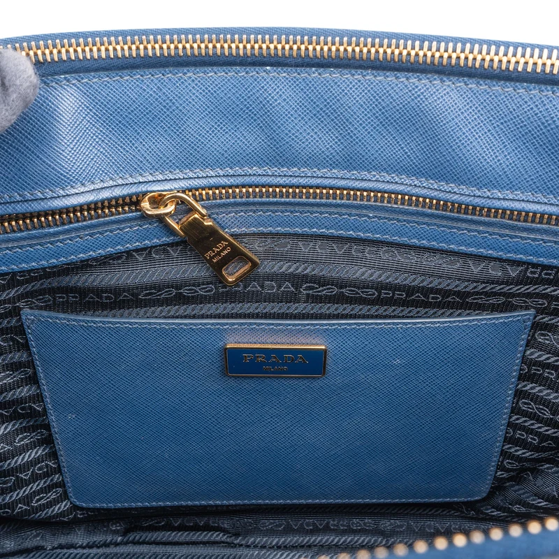 Prada Blue Saffiano Leather Large Galleria Handbag