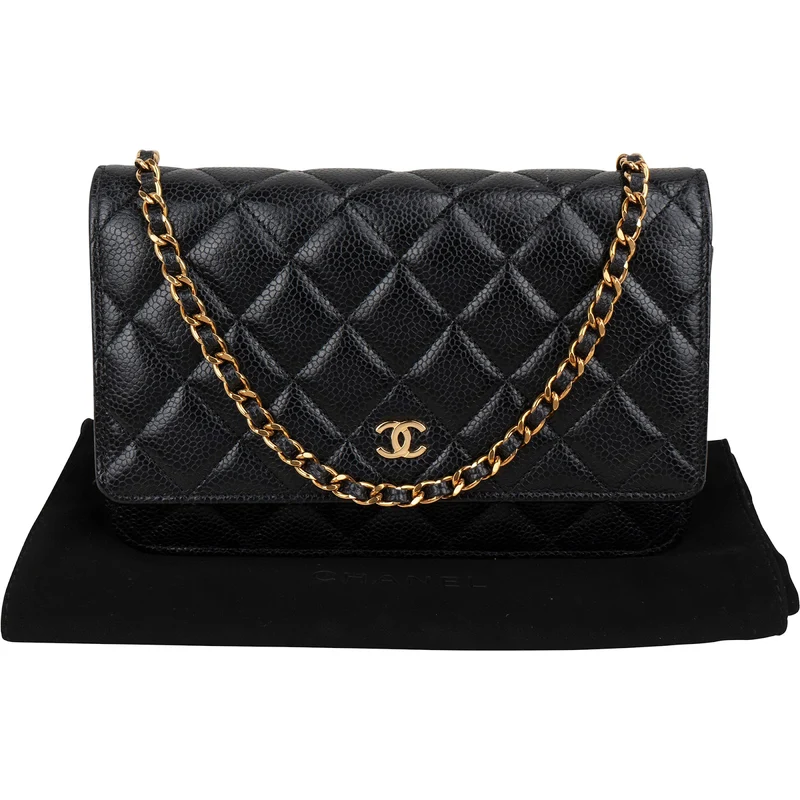 Chanel Quilted Caviar Leather Wallet On Chain Crossbody Bag
