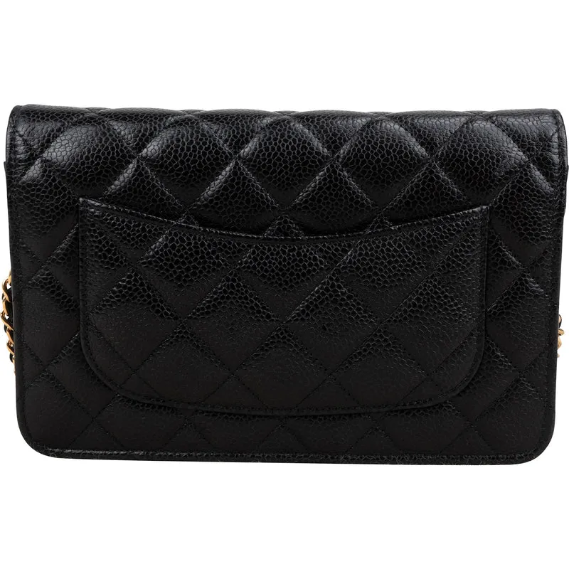 Chanel Quilted Caviar Leather Wallet On Chain Crossbody Bag