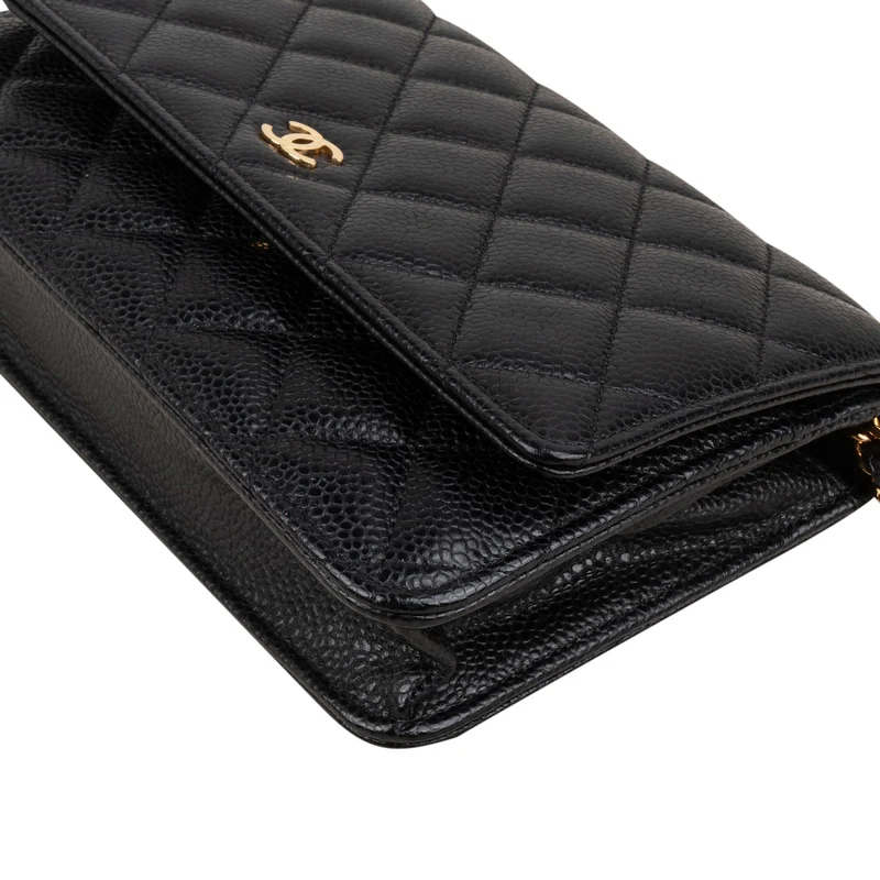 Chanel Quilted Caviar Leather Wallet On Chain Crossbody Bag
