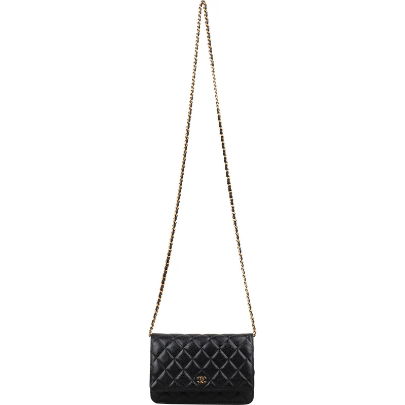 Chanel Quilted Caviar Leather Wallet On Chain Crossbody Bag